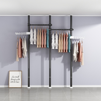 Modern Clothes Hanger Drying Rack Floor-standing Bedroom Household Clothes Hanger Telescopic Clothes Rod Clothes Rack Drying Clothes Rack 3d model