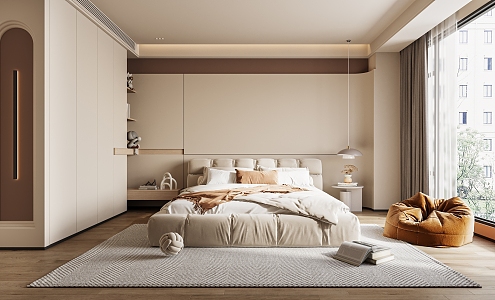 Modern Bedroom Cream Bedroom 3d model