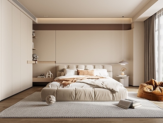 Modern Bedroom Cream Bedroom 3d model