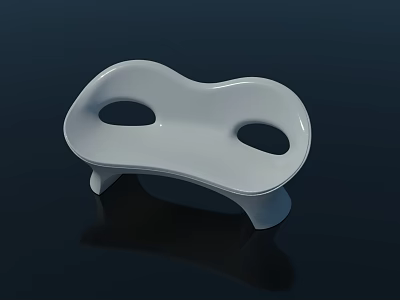 White Modern Minimalist Single Chair With Two Circular Holes And Sleek Structure 3d model