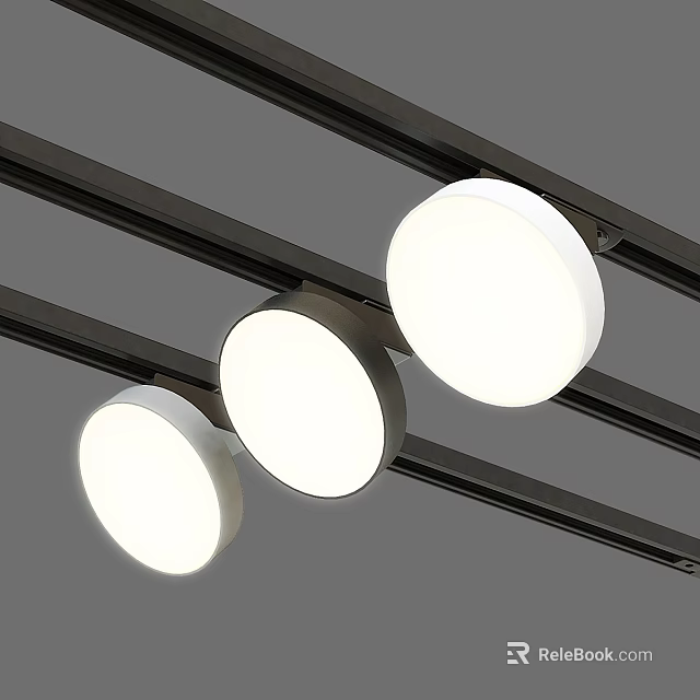 Modern Track Chandeliers With Three Round Lights For Interior Lighting Design 3d model 