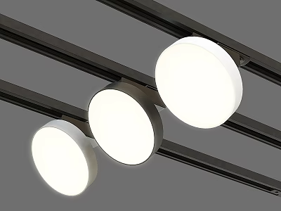 Modern Track Chandeliers With Three Round Lights For Interior Lighting Design 3d model