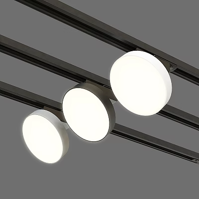 Modern Track Chandeliers With Three Round Lights For Interior Lighting Design 3d model