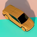 Golden Modern Car With Sleek Body Design Black Windows And Golden Wheels