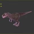 3D Dinosaur Model in Standing Pose With Open Mouth Sharp Teeth Gray Gradient Background 3d model