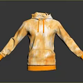 Orange White Gradient Hoodie With Orange Drawstrings Cuffs Loose Fit Front Pocket Reflective Effect