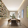Library Reading Area Book Bar Bookstore Book Room Desk Combination 3d model