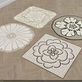 Elegant Square Rugs With Floral Patterns And Soft Texture For Home Decor 3d model