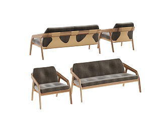 Modern Combination Sofa Solid Wood Sofa Combination 3d model