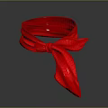 Red Silky Shiny Scarf With Bow Knot On Dark Glossy Background