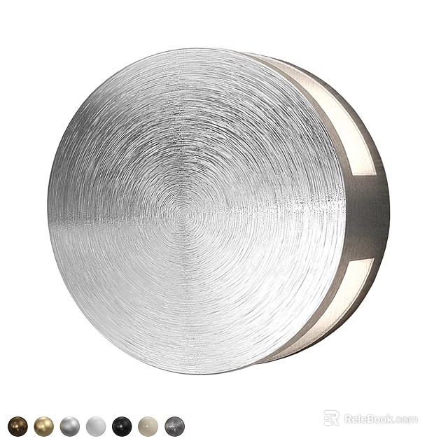 Round Modern Wall Lamp With Brushed Metallic Finish And Soft Glow Edge 3d model 