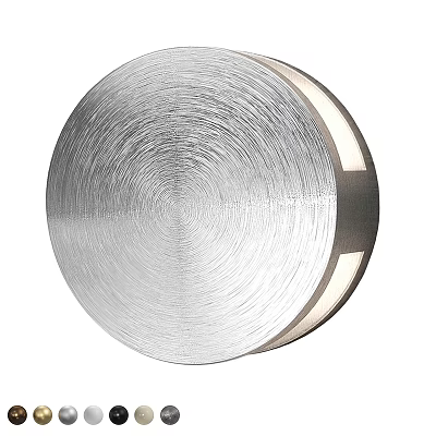 Round Modern Wall Lamp With Brushed Metallic Finish And Soft Glow Edge 3d model