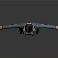 3D Female Character Model With Blue Jacket Jeans And Outstretched Arms Gray Background
