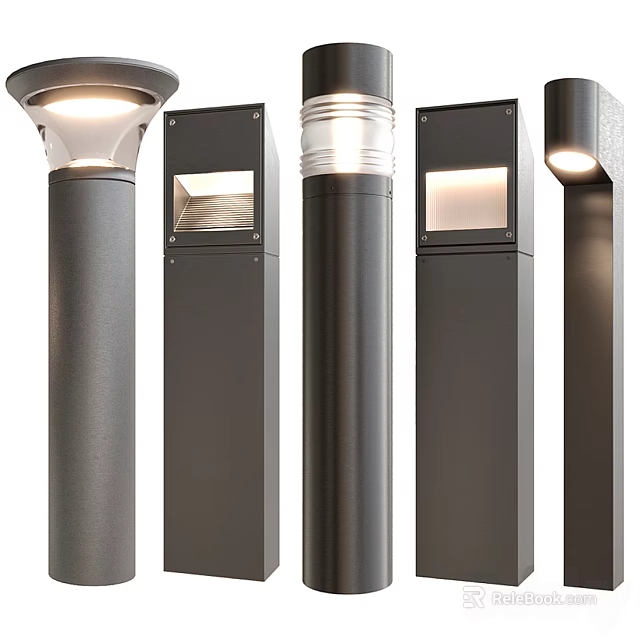 Modern Outdoor Post Lights Featuring Various Designs And Bright Illumination 3d model