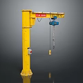 Yellow Column Jib Crane With TITAN CRANE 1000 LB Capacity Blue Electric Hoist And Chain
