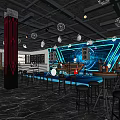 Modern Bar Qingba Bistro Bar Tacker Block Area Bar Counter Cashier Bar Cabinet Card Block Sofa 3d model