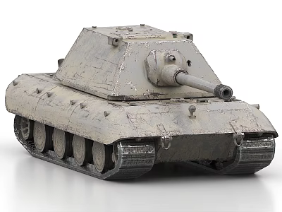 Realistic Gray Green Tank Model With Turret Cannon And Detailed Tracks 3d model
