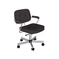 Black Leather Office Chair With Button Tufted Backrest Armrests And Metal Base 3d model