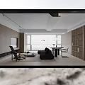Modern Minimalist Integrated Living And Dining Room With Wood Panel Walls And Elegant Soft Furnishings