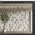 Minimalist Wall Paneling With Geometric Pattern And Potted Plant