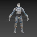 Man In Blue And Silver Armor 3D Character Model With Detailed Design