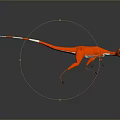 3D Rendered Red Dinosaur With White Tail Long Body And Extending Tongue