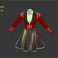 Red Military Style Coat With Gold Epaulets Black Skirt And Bow Tie