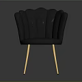 Velvet Upholstered Scalloped Backrest Accent Chair With Dark Gray Finish And Golden Metal Legs