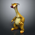 Cartoon Sloth Character With Yellow Fur Long Neck Purple Nose Standing Pose