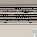 Modern Interior Ceiling With Linear Arranged Downlights And Spotlights For Bright Lighting