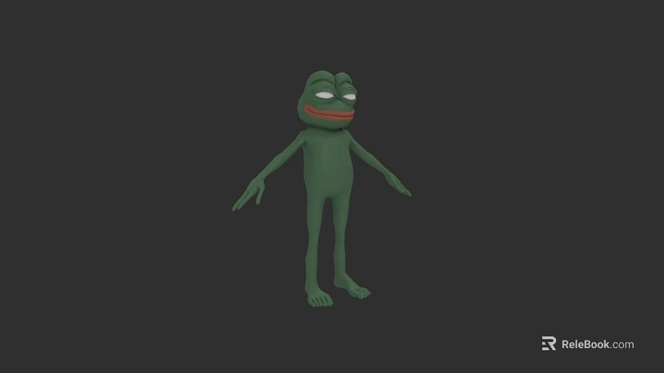 Green Cartoon Reptile Character in Standing Pose With Sad Expression And Dark Background 3d model 