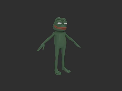 Green Cartoon Reptile Character in Standing Pose With Sad Expression And Dark Background 3d model
