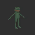 Green Cartoon Reptile Character in Standing Pose With Sad Expression And Dark Background