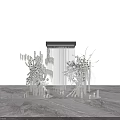 Artistic White Floral Installation With Hanging Decorations Vertical Frame And Candle Accents