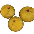 Three Fresh Yellow Oranges With Natural Spots On White Background Surface