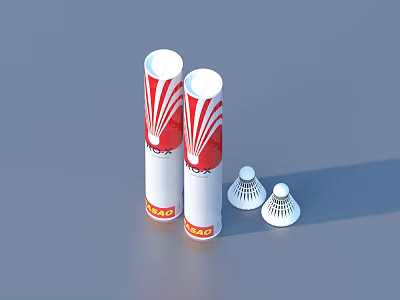 Red And White Badminton Shuttlecock Tubes With Three Shuttlecocks For Sports 3d model