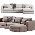 Comfortable Sectional Sofa With Plush Pillows And Cozy Blanket For Living Room Design