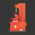 Red Industrial Milling Machine With Worktable Control Panel And Stable Base 3d model