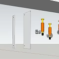 White Structural Columns With Orange Mechanical Devices And Yellow Top Fixtures