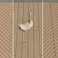 Herringbone Pattern Light Wood Flooring With Golden Swan Decor Accent 3d model