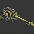 Vintage Golden Key Shaped Jewelry With Intricate Scroll Patterns And Floral Accents