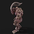 Fierce Mythical Monster with Red Skin Large Horns Muscular Build and Sharp Claws