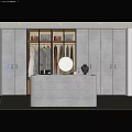 Elegant Modern Jewelry Cabinet With Round Mirror Drawer Storage And Jewelry Box