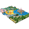DinoCity Themed Children's Playground With Slides Water Pool Sculptures And Green Trees