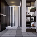 Modern Indoor Garden Landscape Design With Green Plants And Decorative Shelves