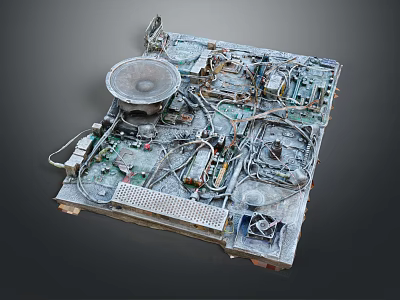 Vintage Computer Circuit Board Featuring Internal Components Speaker Chips Wires And Electronic Parts 3d model