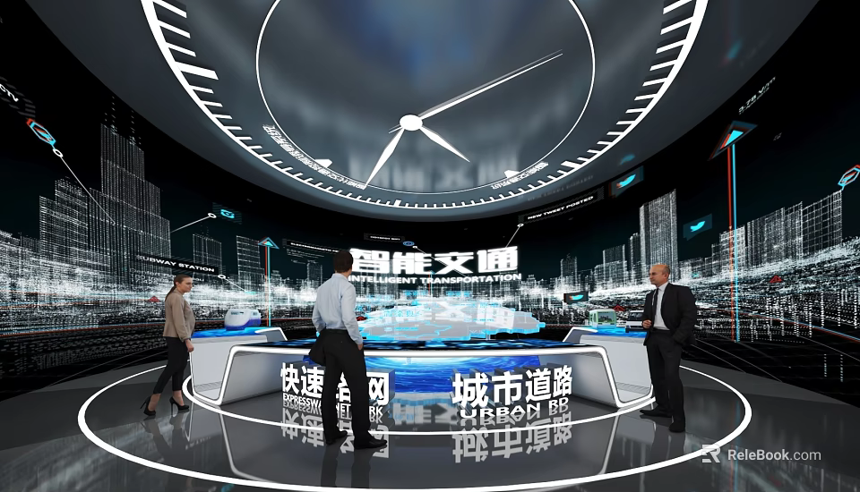 Smart Transportation Exhibition With Urban Road Network And Rapid Road System 3d model 
