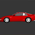 Red Two Door Sports Car With White Stripes Shiny Surface And Reflection