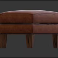 Modern Leather Ottomans Gray And Brown With Wooden Legs Stitched Details And Rivet Accents