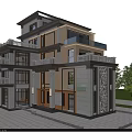 Modern Detached Villa With Light Brown Exterior Multi Storey Balconies Glass Railings And Large Windows
